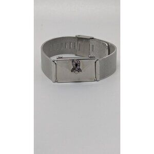 Connextion Silver Breast Cancer Ribbon Stainless Steel Bracelet